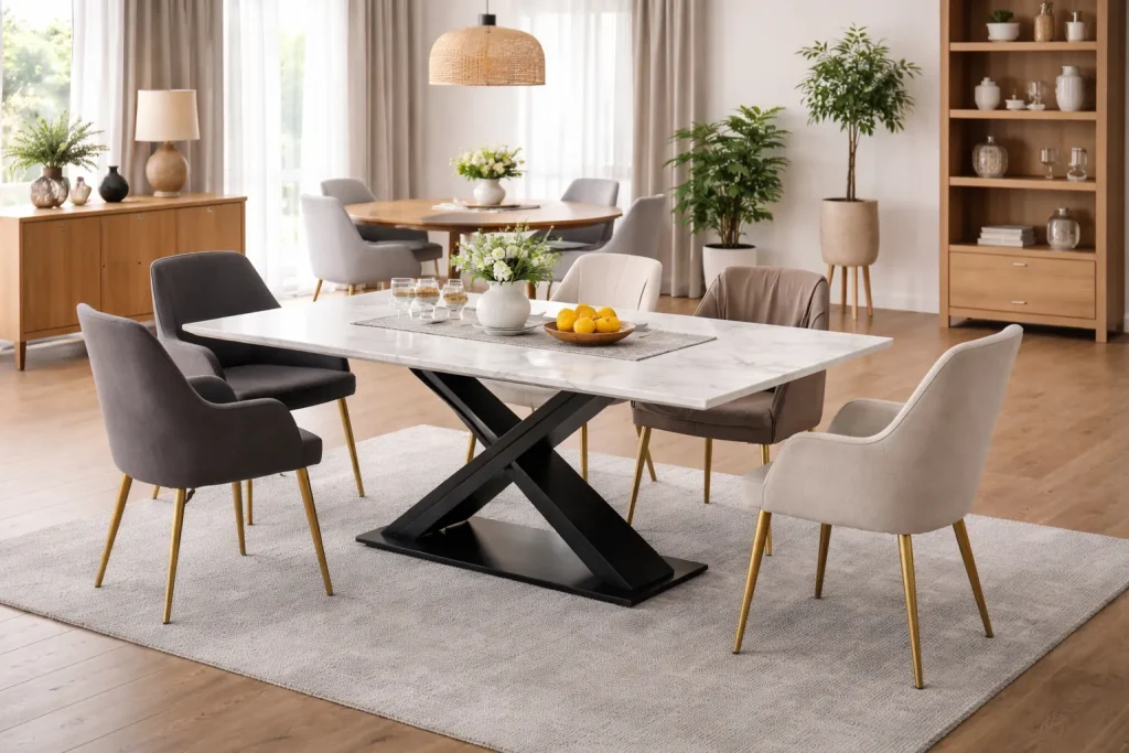 Moderni blagovaonski stol u elegantno uređenom interijeru